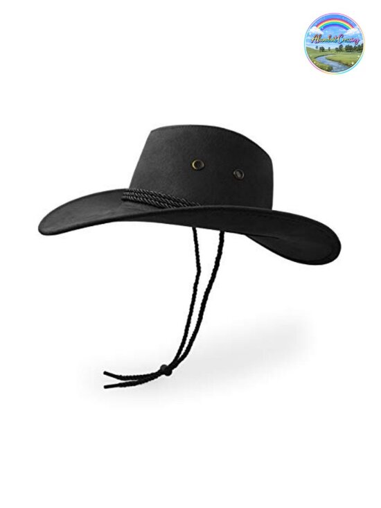 Cowboy Hat Sun Hat Faux Felt Leather Suede Travel Cap Western Adjustable Chin